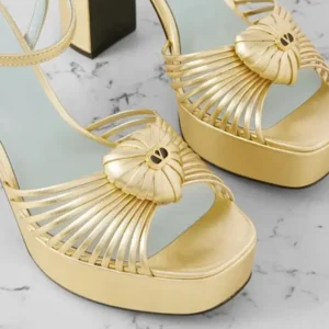 Valentino Women Sandal Royal Platform Sandal In Kidskin 115mm-Gold