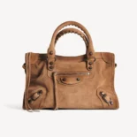 Balenciaga Women Le City Bag Small in Camel Suede Calfskin 8114422AB