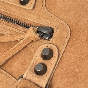 Balenciaga Women Le City Bag Small in Camel Suede Calfskin 8114422AB