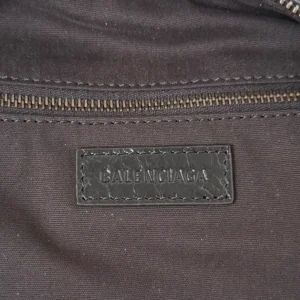 Balenciaga Women Le City Hobo Bag Medium in Black Arena Lambskin Brass Hardware 8525742AB