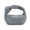 Bottega Veneta Women Mini Jodie in Intrecciato Suede-Silver