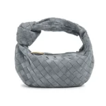 Bottega Veneta Women Mini Jodie in Intrecciato Suede-Silver