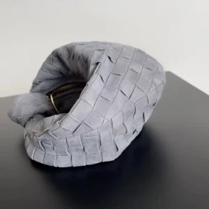 Bottega Veneta Women Mini Jodie in Intrecciato Suede-Silver