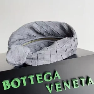 Bottega Veneta Women Mini Jodie in Intrecciato Suede-Silver