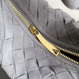 Bottega Veneta Women Mini Jodie in Intrecciato Suede-Silver