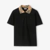 Burberry Women Check Collar Cotton Polo Shirt-Black 81193921