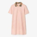 Burberry Women Check Collar Cotton Polo Shirt Dress-Pink 81189561