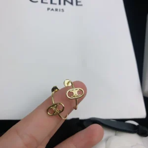 Celine Women Maillon Triomphe Hoops in Yellow Gold 46Z586GLY