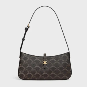 Celine Women Tina Shoulder Bag In Triomphe Canvas-Brown 123052DQW