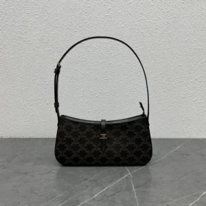 Celine Women Tina Shoulder Bag In Triomphe Canvas-Brown 123052DQW