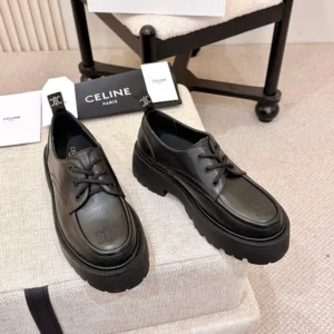 Celine Women Triomphe Derbies in Shiny Bull-Black 364043579C