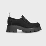 Celine Women Triomphe Loafers in Suede Calfskin-Black 365183442C