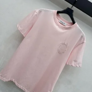 Dior Women Fitted Dior Médaillon Embroidered T-shirt Pink Cotton Jersey