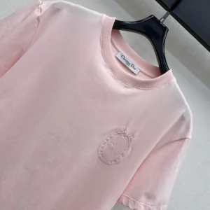 Dior Women Fitted Dior Médaillon Embroidered T-shirt Pink Cotton Jersey