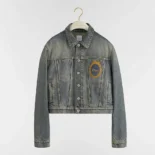 Dior Men Médaillon Cropped Jacket Blue Stonewashed Cotton Denim