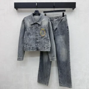 Dior Men Médaillon Cropped Jacket Blue Stonewashed Cotton Denim