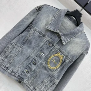 Dior Men Médaillon Cropped Jacket Blue Stonewashed Cotton Denim