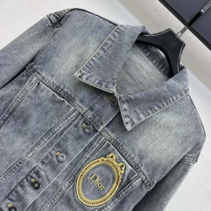 Dior Men Médaillon Cropped Jacket Blue Stonewashed Cotton Denim
