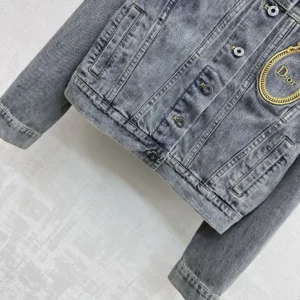 Dior Men Médaillon Cropped Jacket Blue Stonewashed Cotton Denim
