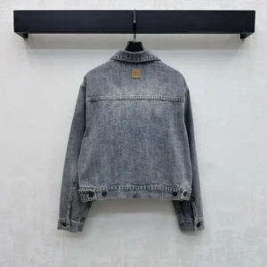 Dior Men Médaillon Cropped Jacket Blue Stonewashed Cotton Denim