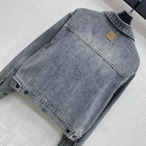 Dior Men Médaillon Cropped Jacket Blue Stonewashed Cotton Denim