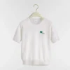 Dior Men Short-Sleeved Fitted Sweater White Wool Knit with Green and Black Dior Clover Signature