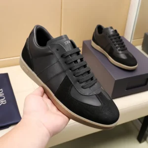Dior Unisex B01 Matchpoint Sneaker Black Smooth Calfskin and Black Suede