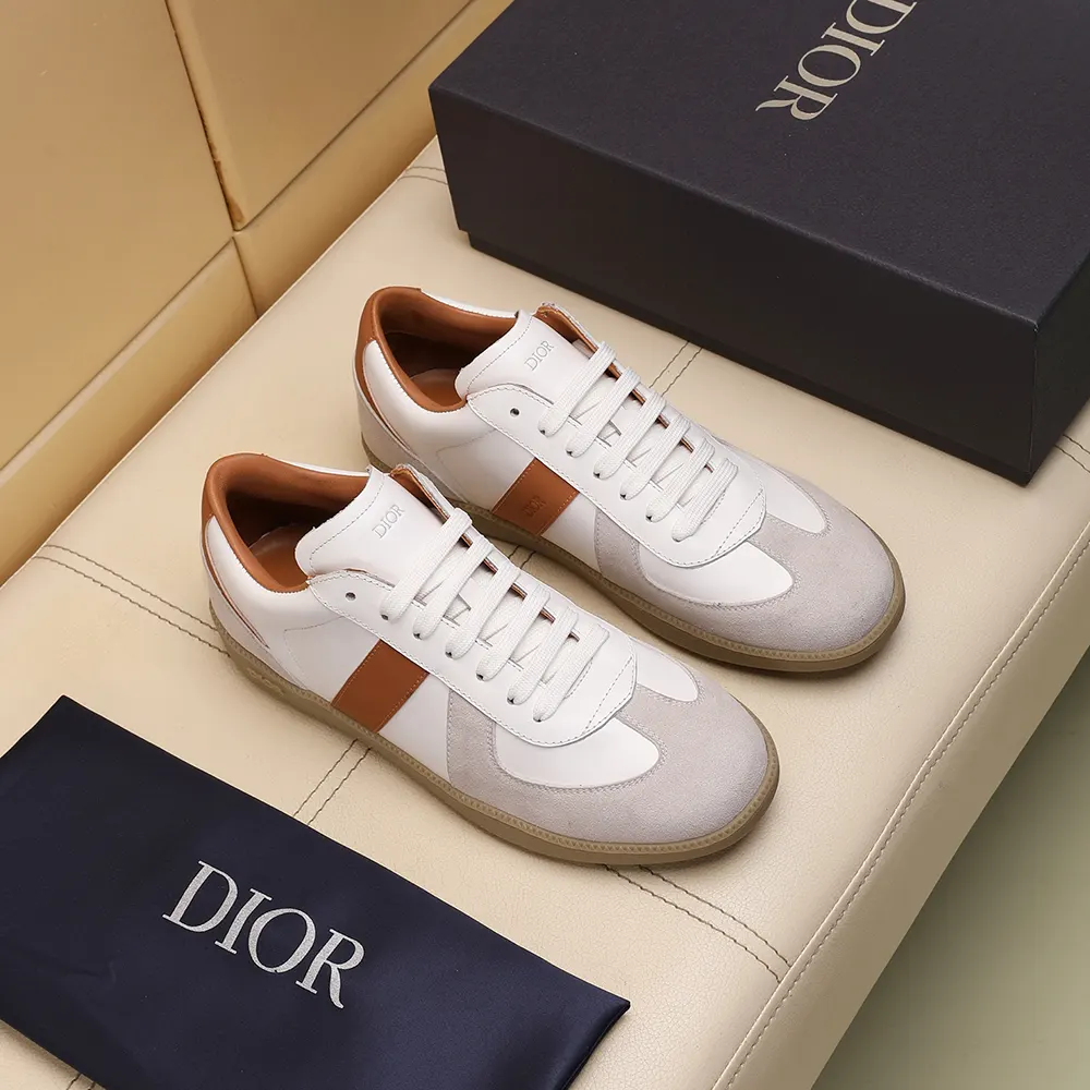 Dior Unisex B01 Matchpoint Sneaker Cognac and White Smooth Calfskin with White Suede 3 Dior Unisex B01 Matchpoint Sneaker Cognac and White Smooth Calfskin with White Suede