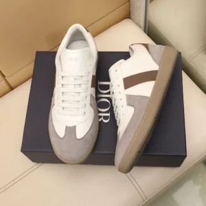 Dior Unisex B01 Matchpoint Sneaker Gray and White Smooth Calfskin with Gray Suede