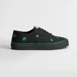 Dior Unisex Saltwind Sneaker Black Cotton Embroidered with Bright Green Dior Clover Motif