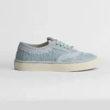 Dior Unisex Saltwind Sneaker Bleu Ciel Dior Oblique Embroidered Cotton and White Lace