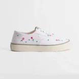 Dior Unisex Saltwind Sneaker White Cotton Embroidered with Multicolor Doves & Roses Motif