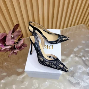 Dior Women Adiorable Slingback Pump Black Dior Oblique Embroidered Mesh