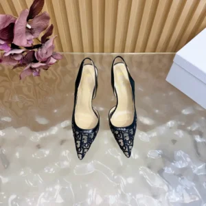 Dior Women Adiorable Slingback Pump Black Dior Oblique Embroidered Mesh