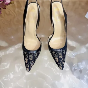 Dior Women Adiorable Slingback Pump Black Dior Oblique Embroidered Mesh