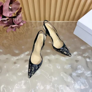 Dior Women Adiorable Slingback Pump Black Dior Oblique Embroidered Mesh