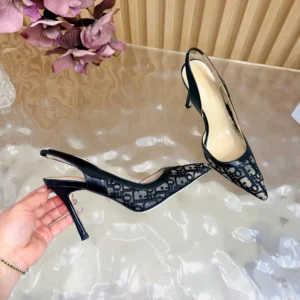 Dior Women Adiorable Slingback Pump Black Dior Oblique Embroidered Mesh