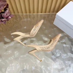 Dior Women Adiorable Slingback Pump Trench Dior Oblique Embroidered Mesh