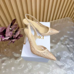 Dior Women Adiorable Slingback Pump Trench Dior Oblique Embroidered Mesh