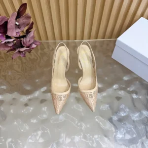 Dior Women Adiorable Slingback Pump Trench Dior Oblique Embroidered Mesh