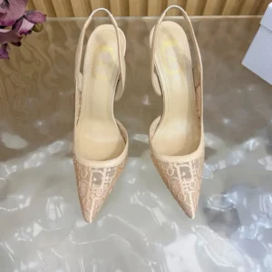 Dior Women Adiorable Slingback Pump Trench Dior Oblique Embroidered Mesh