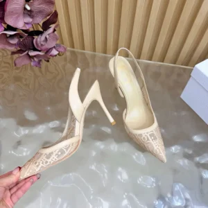 Dior Women Adiorable Slingback Pump Trench Dior Oblique Embroidered Mesh