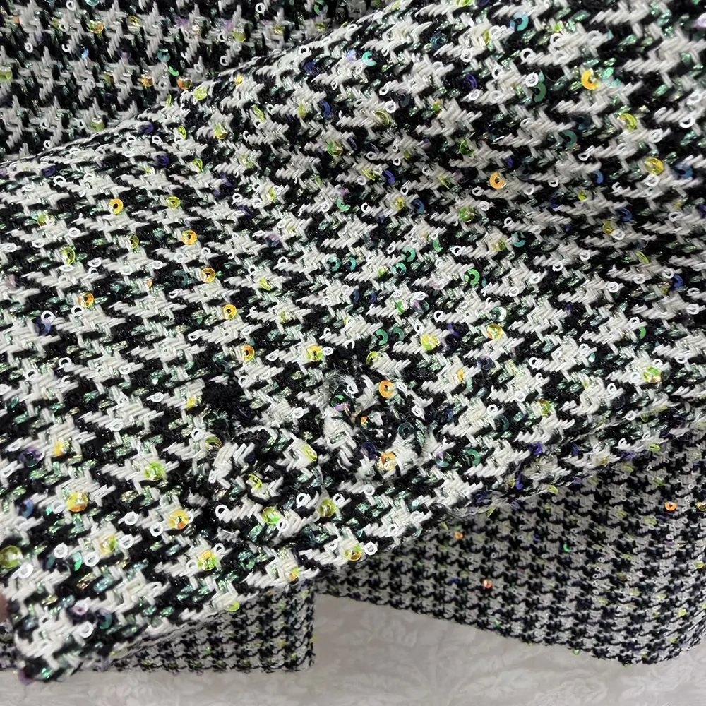 Dior Women Bar Jacket Black and White Houndstooth Virgin Wool Blend with Multicolor Sequins 9 Dior Women Bar Jacket Black and White Houndstooth Virgin Wool Blend with Multicolor Sequins