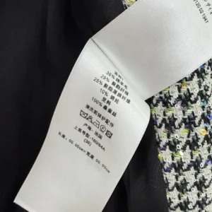 Dior Women Bar Jacket Black and White Houndstooth Virgin Wool Blend with Multicolor Sequins