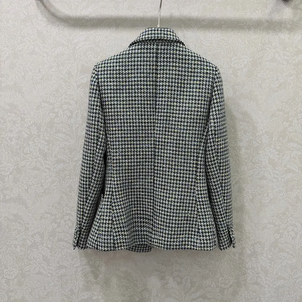 Dior Women Bar Jacket Black and White Houndstooth Virgin Wool Blend with Multicolor Sequins 3 Dior Women Bar Jacket Black and White Houndstooth Virgin Wool Blend with Multicolor Sequins