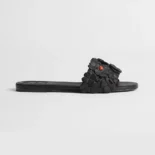 Dior Women Bloom Slide Black Dior Clover Embroidered Lambskin KCO533LAB
