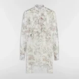 Dior Women Blouse White Cotton Muslin with Multicolor Rosier de Dior Motif