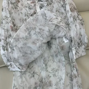 Dior Women Blouse White Cotton Muslin with Multicolor Rosier de Dior Motif