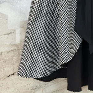 Dior Women Cape with Tied Neckline Black and White Houndstooth Silk-Virgin-Wool Blend