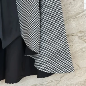 Dior Women Cape with Tied Neckline Black and White Houndstooth Silk-Virgin-Wool Blend